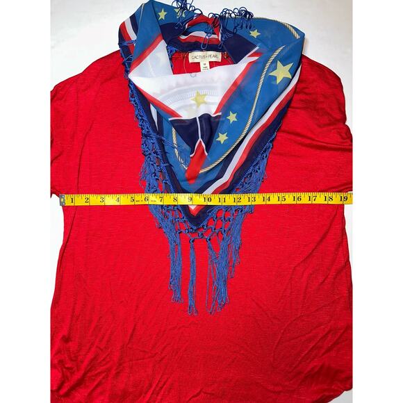 Cactus + Pearl Women's Size Medium Red Shirt w/Removable Fringed Nautical Scarf - Picture 4 of 6